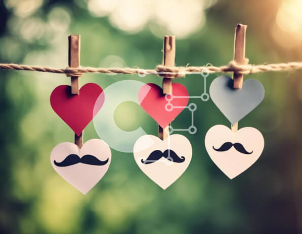 Intra Συλλεκτικό Ξύλινο Παζλ Plywood  4mm - Χάρτινα κοψίματα σε σχήμα καρδιάς με μουστάκια Σε Ξύλινο Κουτί - Διαστάσεις: 10x10 cm – 25 κομμάτια