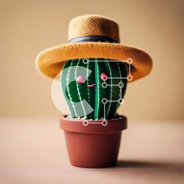 Intra Συλλεκτικό Ξύλινο Παζλ Plywood  4mm - Μικρό φυτό κάκτων με καπέλο στο τραπέζι Σε Ξύλινο Κουτί - Διαστάσεις: 10x10 cm – 25 κομμάτια