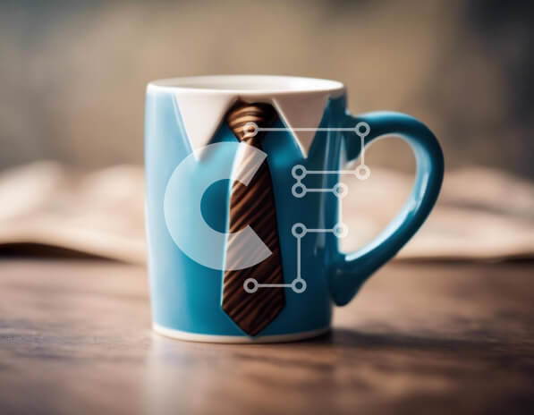 Intra Συλλεκτικό Ξύλινο Παζλ Plywood  4mm - Κούπα καφέ με ζωγραφισμένη γραβάτα στην εφημερίδα Σε Ξύλινο Κουτί - Διαστάσεις: 10x10 cm – 25 κομμάτια