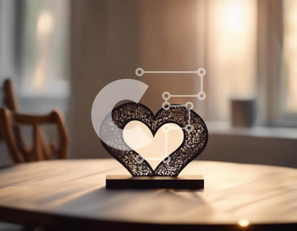 Intra Συλλεκτικό Ξύλινο Παζλ Plywood  4mm - Μικρό αντικείμενο σε σχήμα καρδιάς στο τραπέζι Σε Ξύλινο Κουτί - Διαστάσεις: 10x10 cm – 25 κομμάτια