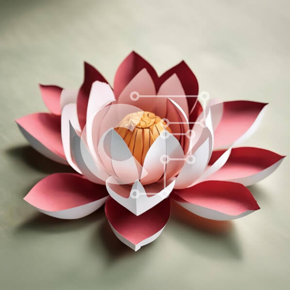 Intra Συλλεκτικό Ξύλινο Παζλ Plywood  4mm - Λουλούδι Lotus από ροζ και λευκό χαρτί Σε Ξύλινο Κουτί - Διαστάσεις Puzzle: 10x10 cm – 25 κομμάτια