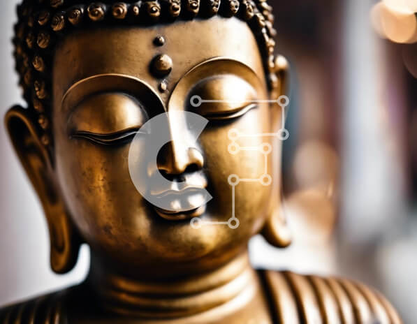 Intra Συλλεκτικό Ξύλινο Παζλ Plywood  4mm - Χρυσό άγαλμα του Βούδα που αντιπροσωπεύει τον διαλογισμό και την πνευματικότητα Σε Ξύλινο Κουτί - Διαστάσεις Puzzle: 10x10 cm – 25 κομμάτια