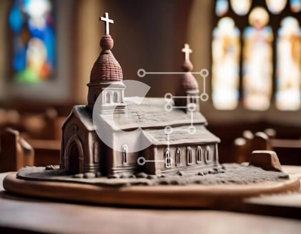 Intra Συλλεκτικό Ξύλινο Παζλ Plywood  4mm - Μινιατούρα Μοντέλο εκκλησίας στο βωμό ή στο τραπέζι Σε Ξύλινο Κουτί - Διαστάσεις Puzzle: 10x10 cm – 25 κομμάτια