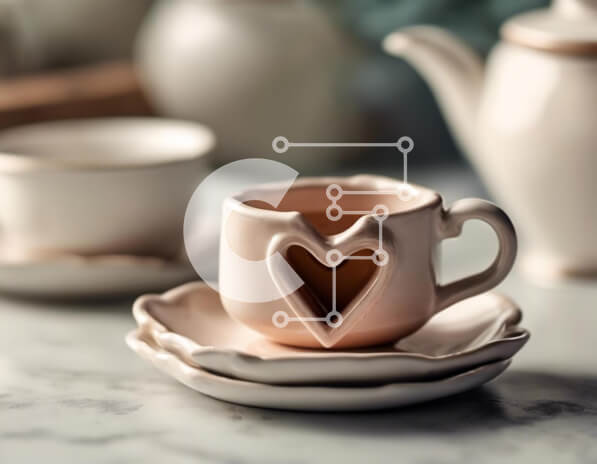 Σετ των 2 Intra Συλλεκτικό Ξύλινο Παζλ Plywood  4mm - Κομψό σετ τσαγιού σε μαρμάρινο τραπέζι Σε Ξύλινο Κουτί - Διαστάσεις: 10x10 cm – 25 κομμάτια