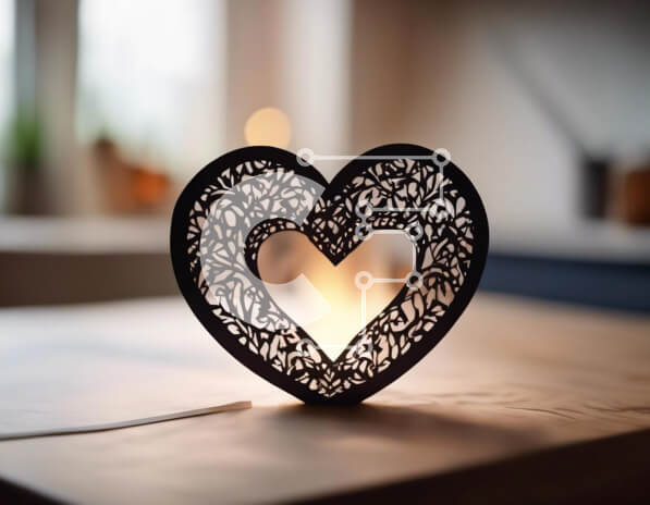 Intra Συλλεκτικό Ξύλινο Παζλ Plywood  4mm - Μαύρο κόψιμο σε σχήμα καρδιάς σε ξύλινο τραπέζι με κερί Σε Ξύλινο Κουτί - Διαστάσεις: 10x10 cm – 25 κομμάτια