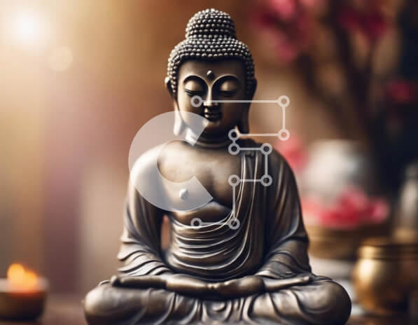 Intra Συλλεκτικό Ξύλινο Παζλ Plywood  4mm - Άγαλμα του Βούδα σε ανοιχτό χώρο με κεριά και αντικείμενα Σε Ξύλινο Κουτί - Διαστάσεις Puzzle: 10x10 cm – 25 κομμάτια