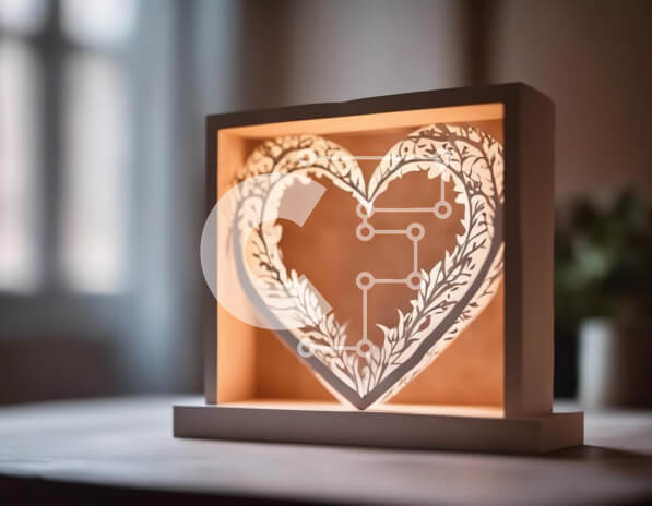 Intra Συλλεκτικό Ξύλινο Παζλ Plywood  4mm - Χάρτινο φανάρι σε σχήμα καρδιάς για ρομαντική ατμόσφαιρα στο σπίτι Σε Ξύλινο Κουτί - Διαστάσεις Puzzle: 10x10 cm – 25 κομμάτια