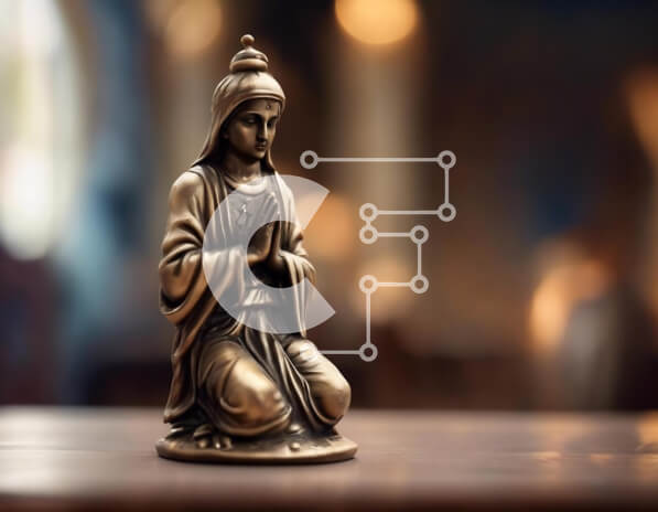 Intra Συλλεκτικό Ξύλινο Παζλ Plywood  4mm - Χάλκινο άγαλμα του Βούδα με κεριά Σε Ξύλινο Κουτί - Διαστάσεις Puzzle: 10x10 cm – 25 κομμάτια