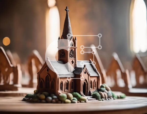 Intra Συλλεκτικό Ξύλινο Παζλ Plywood  4mm - Μινιατούρα εκκλησία σε ξύλινα τραπέζια Σε Ξύλινο Κουτί - Διαστάσεις Puzzle: 10x10 cm – 25 κομμάτια