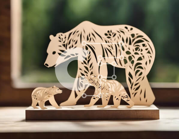 Intra Συλλεκτικό Ξύλινο Παζλ Plywood  4mm - Ξύλινο γλυπτό αρκούδας με ανοιχτό παράθυρο Σε Ξύλινο Κουτί - Διαστάσεις: 10x10 cm – 25 κομμάτια