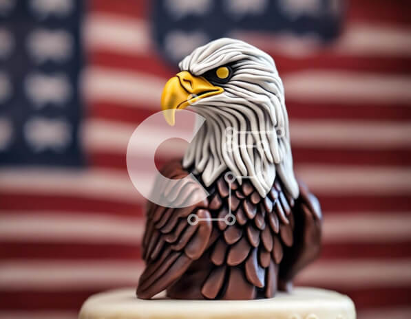 Intra Συλλεκτικό Ξύλινο Παζλ Plywood  4mm - Patriotic Eagle Cake Topper με φόντο αμερικανική σημαία Σε Ξύλινο Κουτί - Διαστάσεις: 10x10 cm – 25 κομμάτια