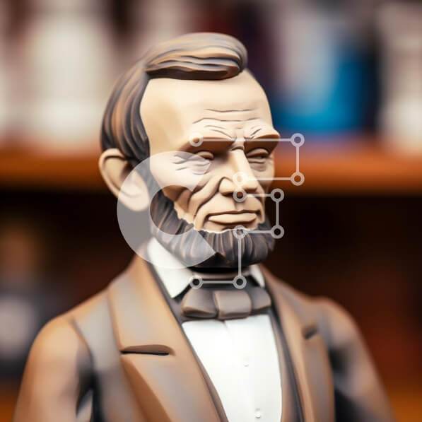 Intra Συλλεκτικό Ξύλινο Παζλ Plywood  4mm - Προτομή του Αβραάμ Λίνκολν με συλλεκτικά αντικείμενα και άγαλμα από πολυρεζίνη Σε Ξύλινο Κουτί - Διαστάσεις Puzzle: 10x10 cm – 25 κομμάτια