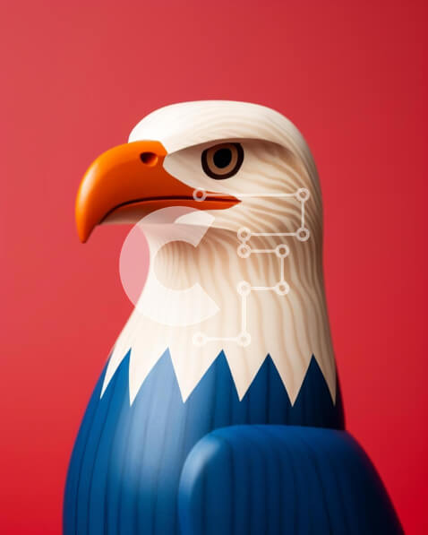 Intra Συλλεκτικό Ξύλινο Παζλ Plywood  4mm - Άγαλμα φαλακρού αετού σε πορτοκαλί φόντο Σε Ξύλινο Κουτί - Διαστάσεις: 10x10 cm – 25 κομμάτια