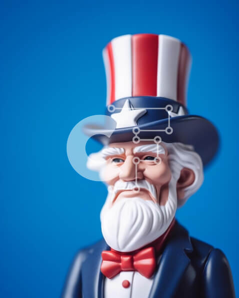 Intra Συλλεκτικό Ξύλινο Παζλ Plywood  4mm - Πατριωτική φιγούρα παιχνιδιού με καπέλο αμερικανικής σημαίας και παπιγιόν Σε Ξύλινο Κουτί - Διαστάσεις: 10x10 cm – 25 κομμάτια