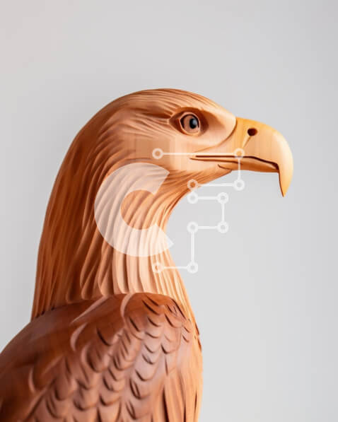 Intra Συλλεκτικό Ξύλινο Παζλ Plywood  4mm - Ξύλινο γλυπτό αετού σε λευκό φόντο Σε Ξύλινο Κουτί - Διαστάσεις: 10x10 cm – 25 κομμάτια