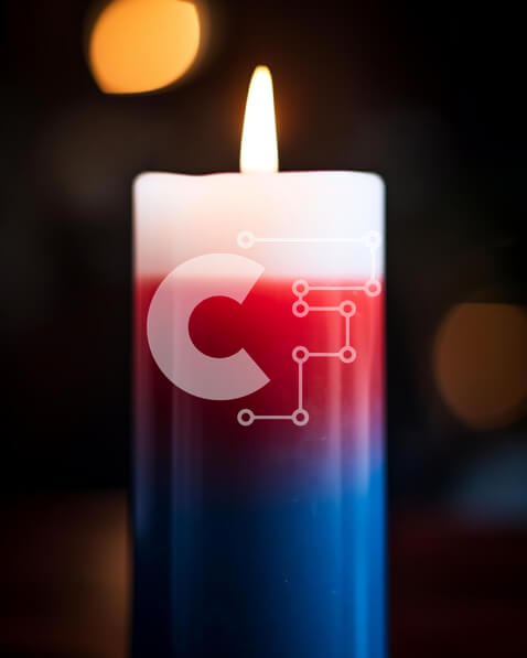 Intra Συλλεκτικό Ξύλινο Παζλ Plywood  4mm - Κόκκινο, λευκό και μπλε αναμμένο κερί για γιορτές Σε Ξύλινο Κουτί - Διαστάσεις: 10x10 cm – 25 κομμάτια