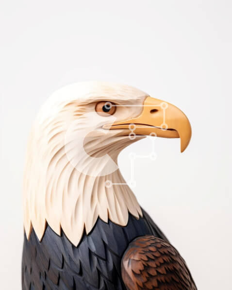 Intra Συλλεκτικό Ξύλινο Παζλ Plywood  4mm - Ξύλινο άγαλμα φαλακρού αετού με λευκό φόντο Σε Ξύλινο Κουτί - Διαστάσεις: 10x10 cm – 25 κομμάτια