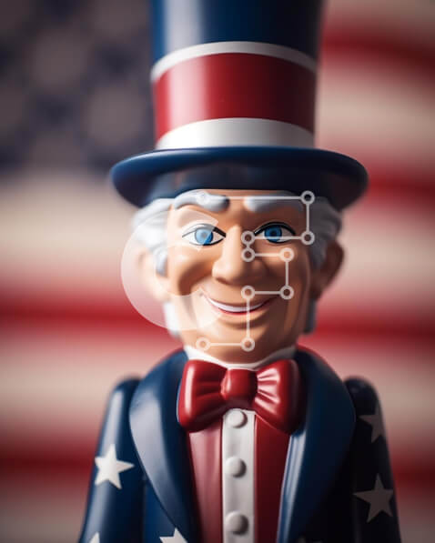 Intra Συλλεκτικό Ξύλινο Παζλ Plywood  4mm - Ευτυχισμένο ειδώλιο παιχνιδιών θείου Σαμ με φόντο αμερικανικής σημαίας Σε Ξύλινο Κουτί - Διαστάσεις: 10x10 cm – 25 κομμάτια