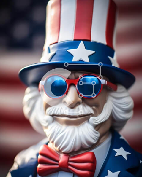 Intra Συλλεκτικό Ξύλινο Παζλ Plywood  4mm - Άγαλμα της Ημέρας της Ανεξαρτησίας με στολή και γυαλιά ηλίου με αμερικανική σημαία Σε Ξύλινο Κουτί - Διαστάσεις: 10x10 cm – 25 κομμάτια