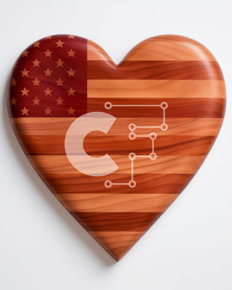 Intra Συλλεκτικό Ξύλινο Παζλ Plywood  4mm - Ξύλινη σανίδα αμερικανικής σημαίας σε σχήμα καρδιάς Σε Ξύλινο Κουτί - Διαστάσεις: 10x10 cm – 25 κομμάτια