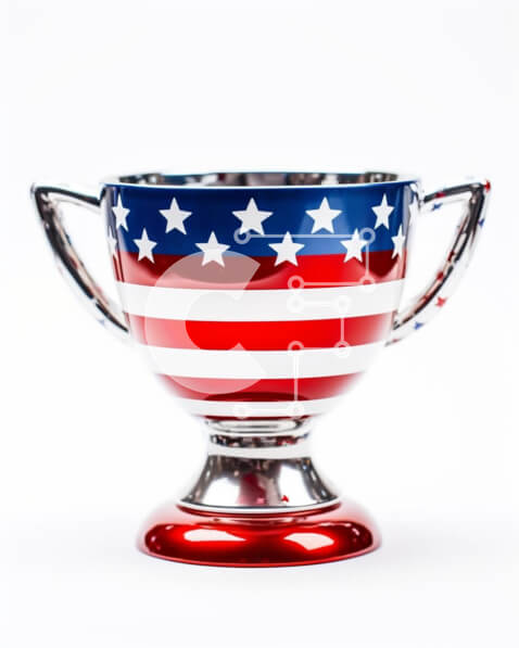 Intra Συλλεκτικό Ξύλινο Παζλ Plywood  4mm - Κύπελλο τρόπαιο αμερικανικής σημαίας σε ασημένια βάθρα Σε Ξύλινο Κουτί - Διαστάσεις: 10x10 cm – 25 κομμάτια