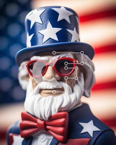 Intra Συλλεκτικό Ξύλινο Παζλ Plywood  4mm - Παιχνίδι άγαλμα του θείου Σαμ με αμερικανική σημαία Σε Ξύλινο Κουτί - Διαστάσεις: 10x10 cm – 25 κομμάτια