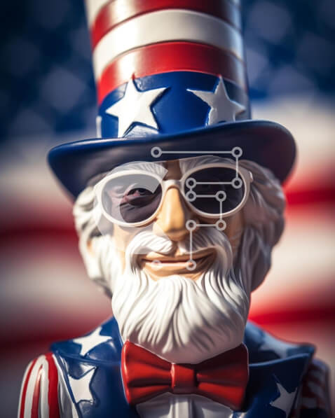 Intra Συλλεκτικό Ξύλινο Παζλ Plywood  4mm - Άγαλμα θείου Σαμ με αμερικανική σημαία Σε Ξύλινο Κουτί - Διαστάσεις: 10x10 cm – 25 κομμάτια