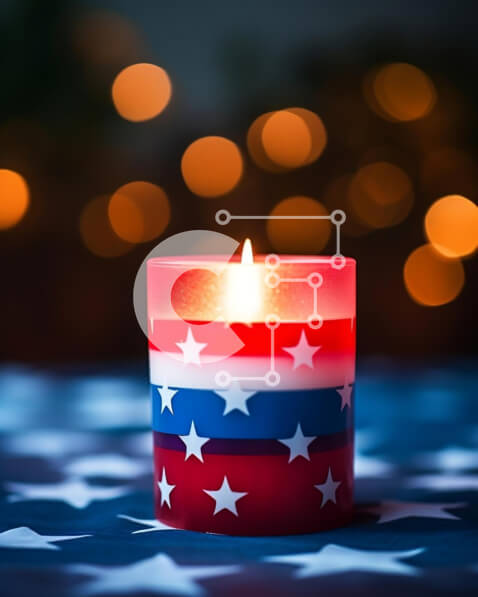 Intra Συλλεκτικό Ξύλινο Παζλ Plywood  4mm - Πατριωτικό κερί σε τραπεζομάντιλο αμερικανικής σημαίας Σε Ξύλινο Κουτί - Διαστάσεις: 10x10 cm – 25 κομμάτια