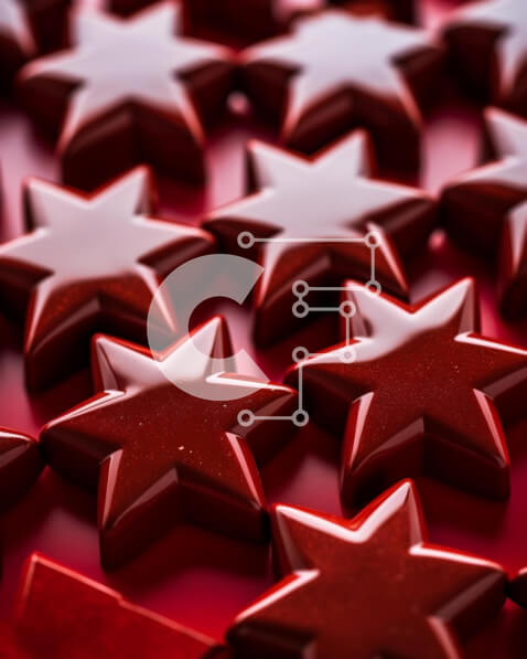 Intra Συλλεκτικό Ξύλινο Παζλ Plywood  4mm - Ομάδα καραμέλες σε σχήμα κόκκινου αστεριού στο τραπέζι Σε Ξύλινο Κουτί - Διαστάσεις Puzzle: 10x10 cm – 25 κομμάτια