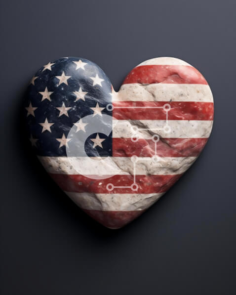 Intra Συλλεκτικό Ξύλινο Παζλ Plywood  4mm - Πατριωτικό ροκ σε σχήμα καρδιάς με σημαία ΗΠΑ Σε Ξύλινο Κουτί - Διαστάσεις Puzzle: 10x10 cm – 25 κομμάτια