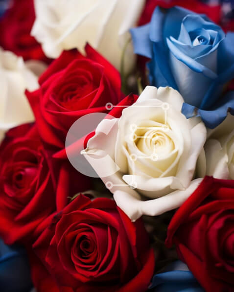 Intra Συλλεκτικό Ξύλινο Παζλ Plywood  4mm - Αμερικανική σημαία από τριαντάφυλλα - εορτασμός ημέρας ανεξαρτησίας Σε Ξύλινο Κουτί - Διαστάσεις: 10x10 cm – 25 κομμάτια