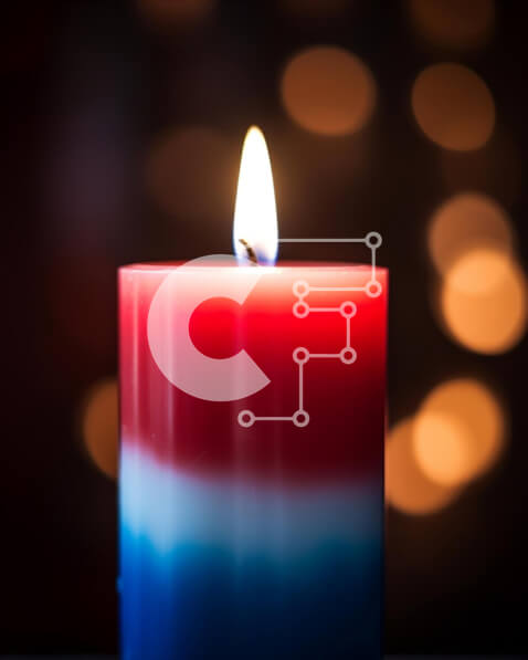 Intra Συλλεκτικό Ξύλινο Παζλ Plywood  4mm - Κόκκινο, λευκό και μπλε κερί για πατριωτικές γιορτές Σε Ξύλινο Κουτί - Διαστάσεις: 10x10 cm – 25 κομμάτια