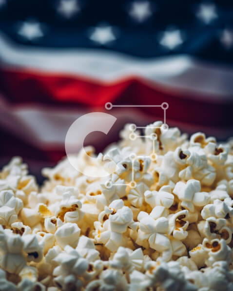 Intra Συλλεκτικό Ξύλινο Παζλ Plywood  4mm - Ποπ κορν σε ρύθμιση τραπεζιού αμερικανικής σημαίας Σε Ξύλινο Κουτί - Διαστάσεις: 10x10 cm – 25 κομμάτια