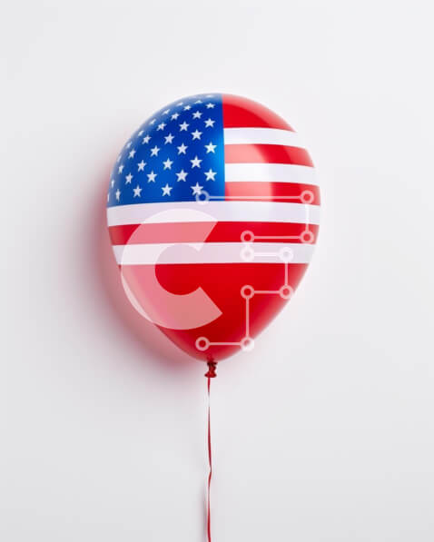 Intra Συλλεκτικό Ξύλινο Παζλ Plywood  4mm - Μπαλόνι αμερικανικής σημαίας για την ημέρα της ανεξαρτησίας Σε Ξύλινο Κουτί - Διαστάσεις: 10x10 cm – 25 κομμάτια