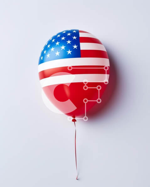 Intra Συλλεκτικό Ξύλινο Παζλ Plywood  4mm - Κόκκινο, λευκό και μπλε μπαλόνι με τη σημαία των ΗΠΑ Σε Ξύλινο Κουτί - Διαστάσεις: 10x10 cm – 25 κομμάτια