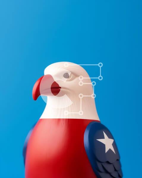 Intra Συλλεκτικό Ξύλινο Παζλ Plywood  4mm - Ειδώλιο αετού σε κόκκινο, λευκό και μπλε Σε Ξύλινο Κουτί - Διαστάσεις: 10x10 cm – 25 κομμάτια