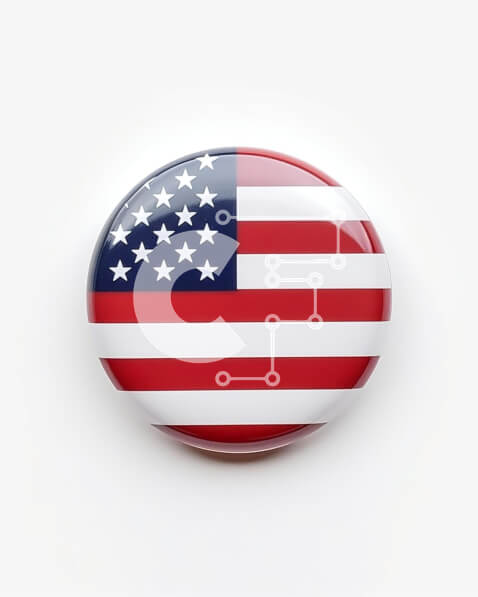 Intra Συλλεκτικό Ξύλινο Παζλ Plywood  4mm - Κουμπί σημαίας Ηνωμένων Πολιτειών Σε Ξύλινο Κουτί - Διαστάσεις: 10x10 cm – 25 κομμάτια