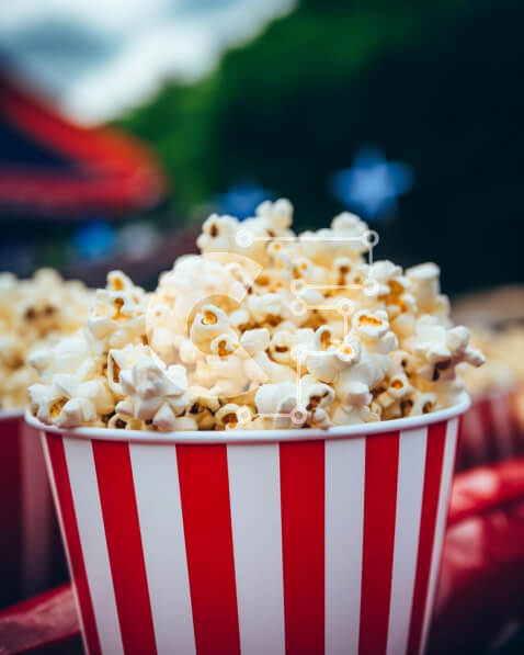 Σετ των 2 Intra Συλλεκτικό Ξύλινο Παζλ Plywood  4mm - Δύο κουβάδες ποπ κορν σε ένα λούνα παρκ Σε Ξύλινο Κουτί - Διαστάσεις: 10x10 cm – 25 κομμάτια