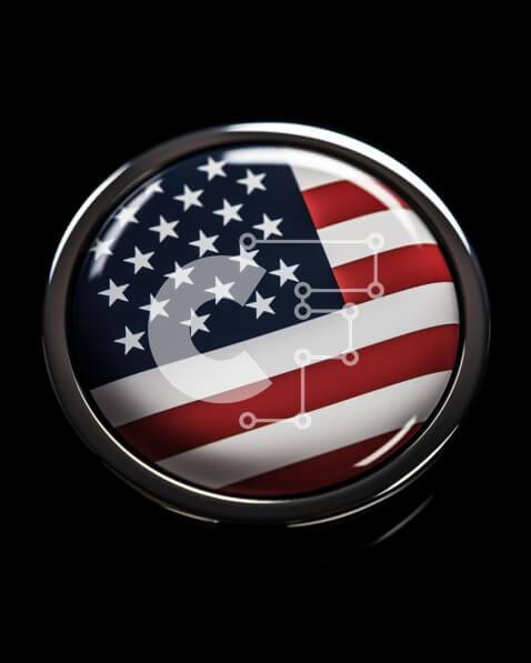 Intra Συλλεκτικό Ξύλινο Παζλ Plywood  4mm - Κουμπί αμερικανικής σημαίας σε μαύρο φόντο Σε Ξύλινο Κουτί - Διαστάσεις: 10x10 cm – 25 κομμάτια