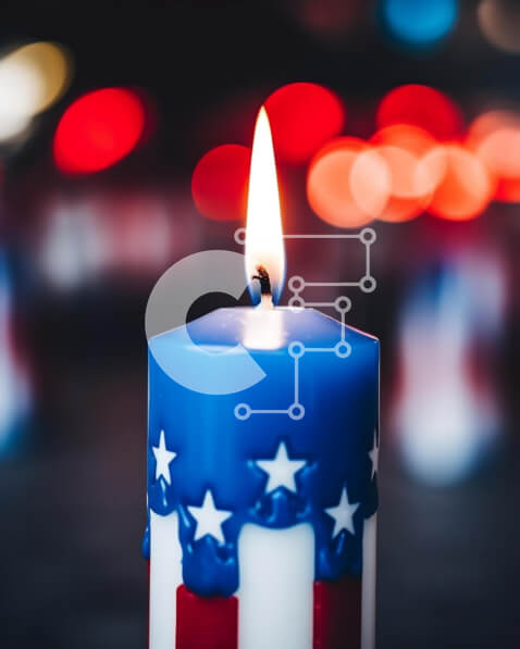 Intra Συλλεκτικό Ξύλινο Παζλ Plywood  4mm - Κερί αμερικανικής σημαίας για πατριωτικές εκδηλώσεις Σε Ξύλινο Κουτί - Διαστάσεις: 10x10 cm – 25 κομμάτια