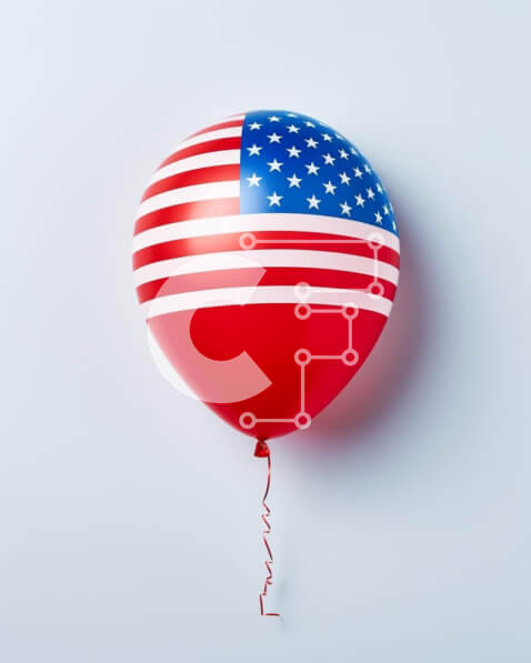 Intra Συλλεκτικό Ξύλινο Παζλ Plywood  4mm - Μπαλόνι για την Ημέρα της Αμερικανικής Ανεξαρτησίας με τη σημαία των Ηνωμένων Πολιτειών Σε Ξύλινο Κουτί - Διαστάσεις: 10x10 cm – 25 κομμάτια