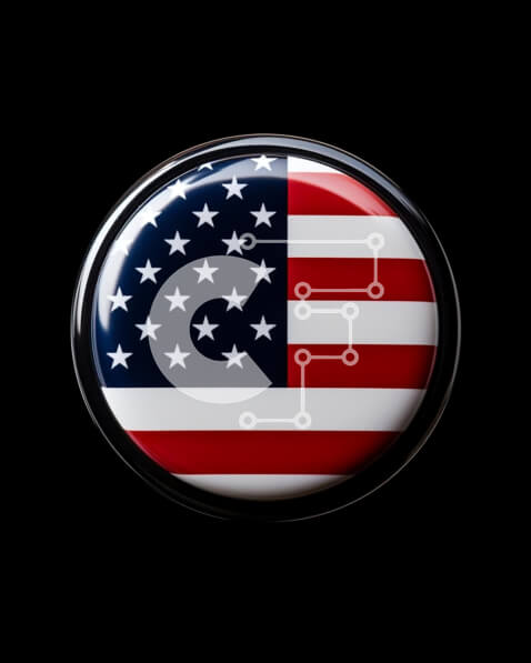 Intra Συλλεκτικό Ξύλινο Παζλ Plywood  4mm - Στρογγυλό κουμπί αμερικανικής σημαίας Σε Ξύλινο Κουτί - Διαστάσεις: 10x10 cm – 25 κομμάτια