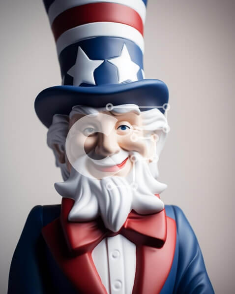 Intra Συλλεκτικό Ξύλινο Παζλ Plywood  4mm - Άγαλμα θείου Σαμ με καπέλο αμερικανικής σημαίας και παπιγιόν Σε Ξύλινο Κουτί - Διαστάσεις Puzzle: 10x10 cm – 25 κομμάτια