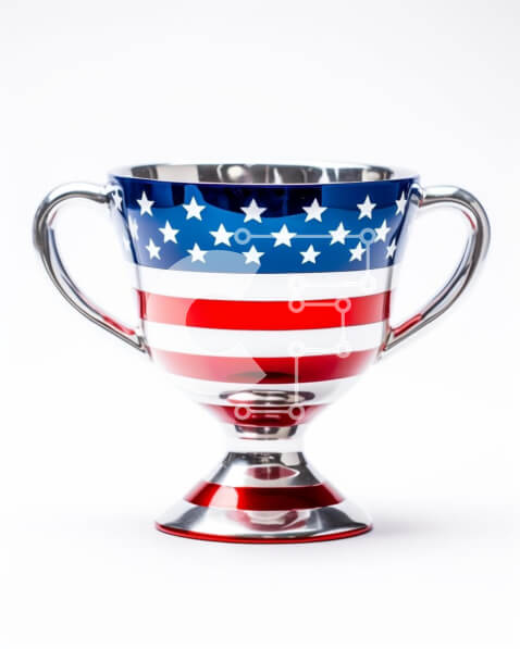 Intra Συλλεκτικό Ξύλινο Παζλ Plywood  4mm - Κύπελλο τρόπαιο με θέμα την αμερικανική σημαία σε λευκό φόντο Σε Ξύλινο Κουτί - Διαστάσεις: 10x10 cm – 25 κομμάτια