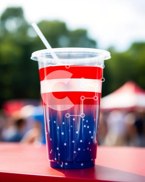 Intra Συλλεκτικό Ξύλινο Παζλ Plywood  4mm - Πλαστικό κύπελλο με άχυρο με θέμα την αμερικανική σημαία Σε Ξύλινο Κουτί - Διαστάσεις: 10x10 cm – 25 κομμάτια