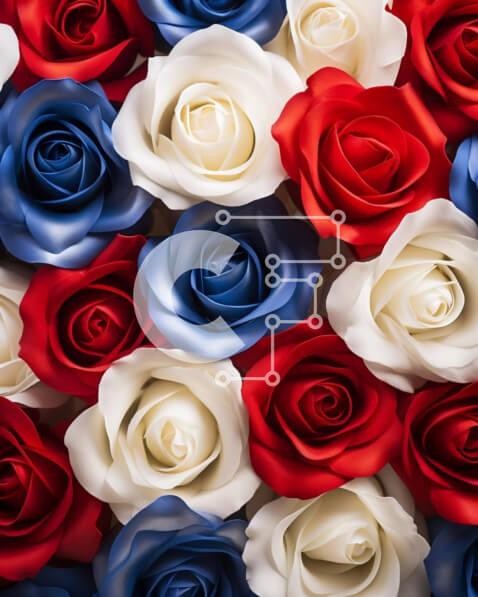 Intra Συλλεκτικό Ξύλινο Παζλ Plywood  4mm - Πατριωτικό μπουκέτο λουλουδιών σε χρώματα σημαίας Ηνωμένων Πολιτειών Σε Ξύλινο Κουτί - Διαστάσεις: 10x10 cm – 25 κομμάτια