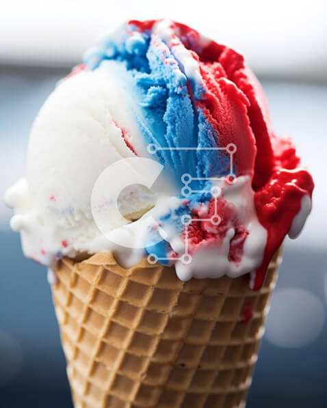 Σετ των 2 Intra Συλλεκτικό Ξύλινο Παζλ Plywood  4mm - Πατριωτικό χωνάκι βάφλα παγωτού 4ης Ιουλίου Σε Ξύλινο Κουτί - Διαστάσεις: 10x10 cm – 25 κομμάτια