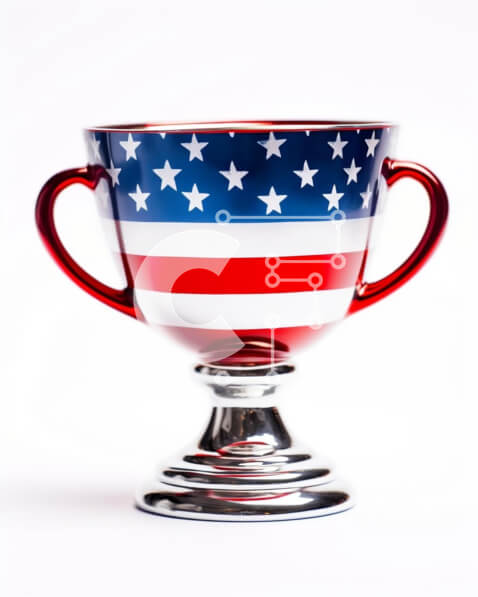 Intra Συλλεκτικό Ξύλινο Παζλ Plywood  4mm - Κύπελλο με θέμα την αμερικανική σημαία με μεταλλικές λαβές Σε Ξύλινο Κουτί - Διαστάσεις: 10x10 cm – 25 κομμάτια