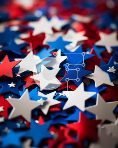 Intra Συλλεκτικό Ξύλινο Παζλ Plywood  4mm - Κόκκινα, Λευκά και Μπλε αστέρια για τους εορτασμούς της 4ης Ιουλίου Σε Ξύλινο Κουτί - Διαστάσεις: 10x10 cm – 25 κομμάτια