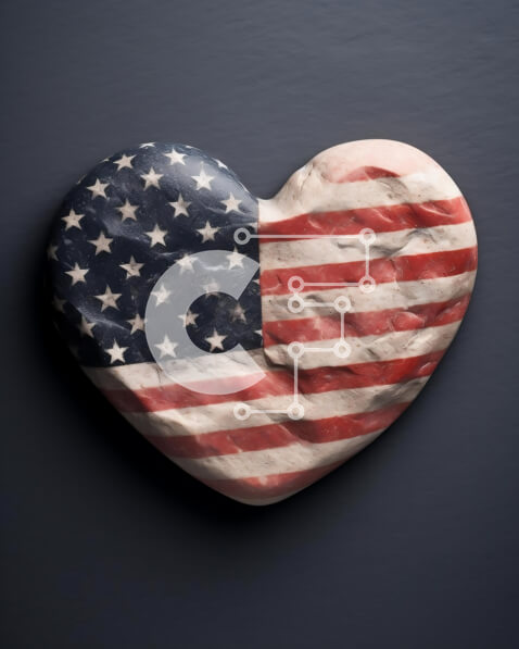 Intra Συλλεκτικό Ξύλινο Παζλ Plywood  4mm - Ροκ σε σχήμα καρδιάς αμερικανικής σημαίας σε σκούρο φόντο Σε Ξύλινο Κουτί - Διαστάσεις Puzzle: 10x10 cm – 25 κομμάτια